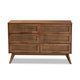 Baxton Studio Barrett Mid-Century Modern Walnut Brown Finished Wood and Synthetic Rattan 6-Drawer Dresser WHI-MG9001-Rattan-6DW-Dresser