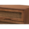 Baxton Studio Barrett Mid-Century Modern Walnut Brown Finished Wood and Synthetic Rattan 6-Drawer Dresser WHI-MG9001-Rattan-6DW-Dresser
