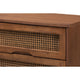 Baxton Studio Barrett Mid-Century Modern Walnut Brown Finished Wood and Synthetic Rattan 6-Drawer Dresser WHI-MG9001-Rattan-6DW-Dresser
