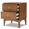 Baxton Studio Landis Mid-Century Modern Ash Walnut Finished Wood 2-Drawer Nightstand WHI-MG9002-Ash-Walnut-2DW-NS