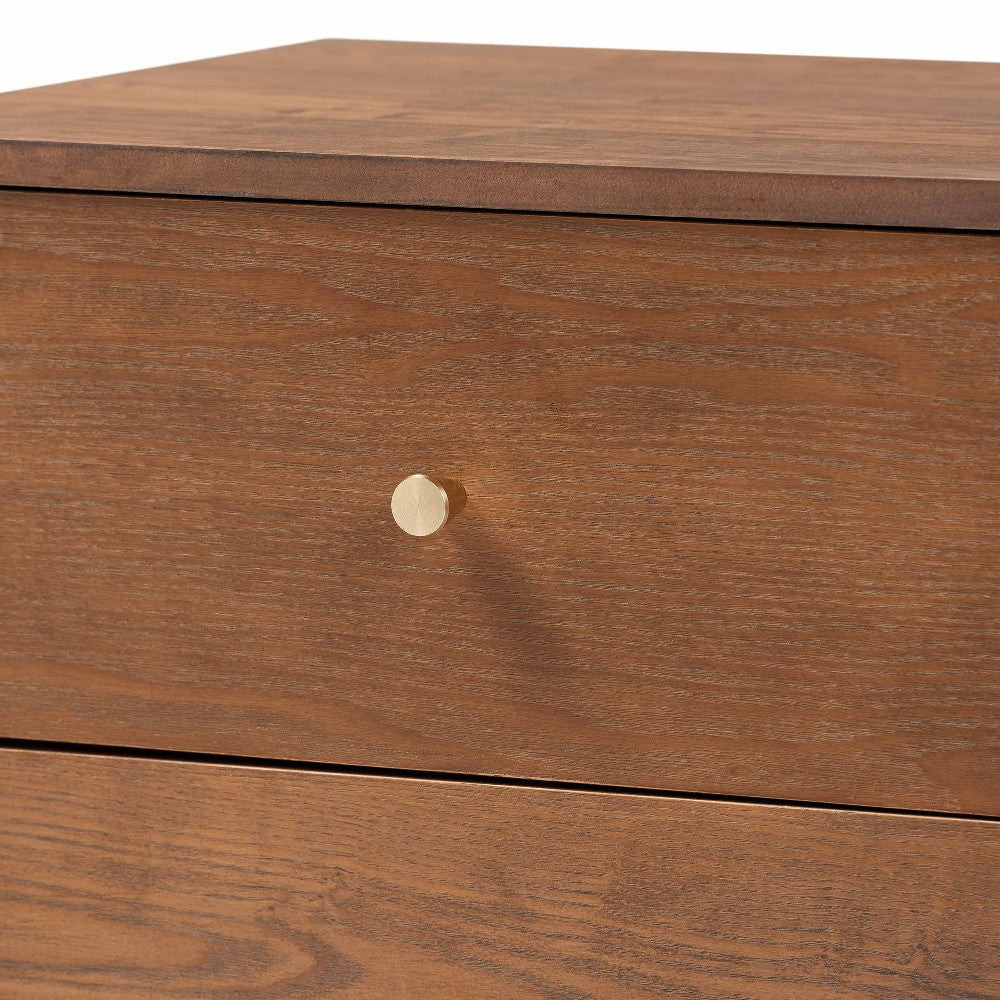 Baxton Studio Landis Mid-Century Modern Ash Walnut Finished Wood 2-Drawer Nightstand WHI-MG9002-Ash-Walnut-2DW-NS