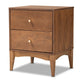 Baxton Studio Landis Mid-Century Modern Ash Walnut Finished Wood 2-Drawer Nightstand WHI-MG9002-Ash-Walnut-2DW-NS
