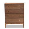 Baxton Studio Landis Mid-Century Modern Ash Walnut Finished Wood 4-Drawer Chest WHI-MG9002-Ash-Walnut-4DW-Chest