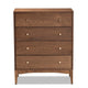 Baxton Studio Landis Mid-Century Modern Ash Walnut Finished Wood 4-Drawer Chest WHI-MG9002-Ash-Walnut-4DW-Chest