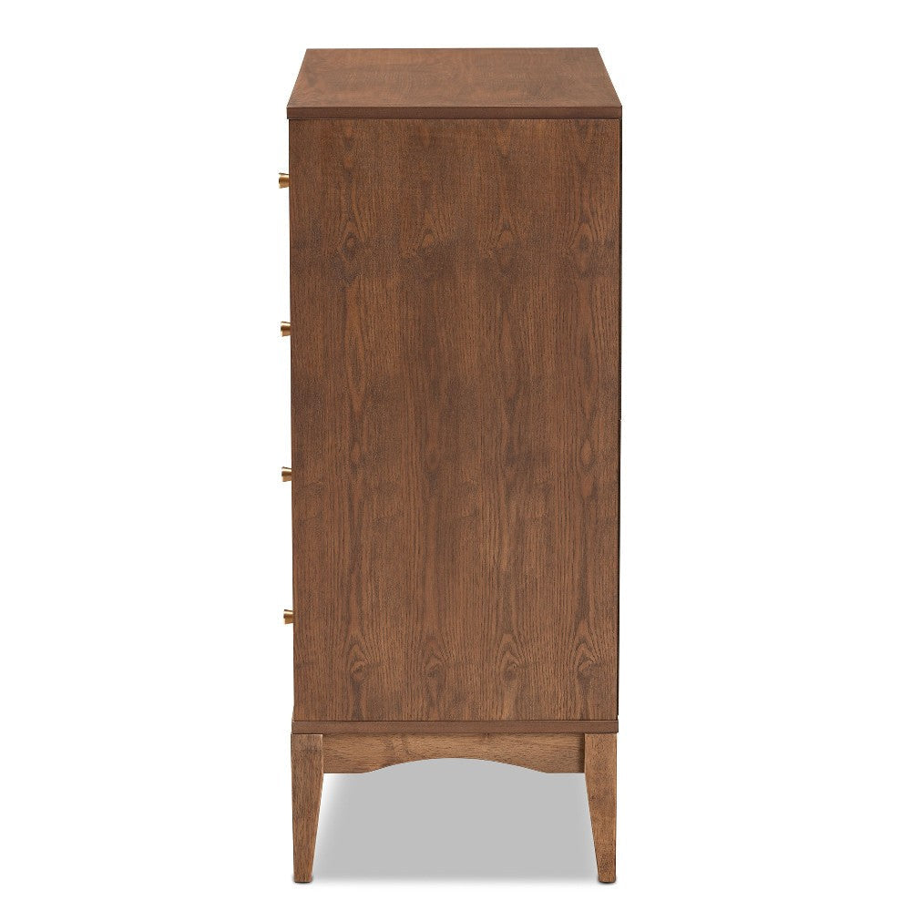 Baxton Studio Landis Mid-Century Modern Ash Walnut Finished Wood 4-Drawer Chest WHI-MG9002-Ash-Walnut-4DW-Chest
