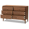 Baxton Studio Landis Mid-Century Modern Ash Walnut Finished Wood 6-Drawer Dresser WHI-MG9002-Ash-Walnut-6DW-Dresser