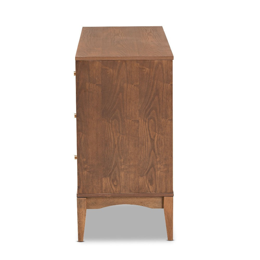 Baxton Studio Landis Mid-Century Modern Ash Walnut Finished Wood 6-Drawer Dresser WHI-MG9002-Ash-Walnut-6DW-Dresser