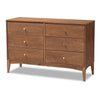 Baxton Studio Landis Mid-Century Modern Ash Walnut Finished Wood 6-Drawer Dresser WHI-MG9002-Ash-Walnut-6DW-Dresser