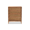 Baxton Studio Ramiel Mid-Century Modern Ash Walnut Finished Wood and Rattan 4-Drawer Chest WHI-MG9005-Ash-Walnut-Rattan-4DW-Chest