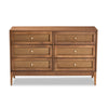 Baxton Studio Ramiel Mid-Century Modern Ash Walnut Finished Wood and Rattan 6-Drawer Dresser WHI-MG9005-Ash-Walnut-Rattan-6DW-Dresser