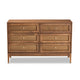 Baxton Studio Ramiel Mid-Century Modern Ash Walnut Finished Wood and Rattan 6-Drawer Dresser WHI-MG9005-Ash-Walnut-Rattan-6DW-Dresser