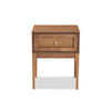 Baxton Studio Ramiel Mid-Century Modern Ash Walnut Finished Wood and Rattan 1-Drawer Nightstand WHI-MG9005-Ash-Walnut-Rattan-NS