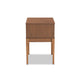 Baxton Studio Ramiel Mid-Century Modern Ash Walnut Finished Wood and Rattan 1-Drawer Nightstand WHI-MG9005-Ash-Walnut-Rattan-NS