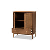 Baxton Studio Ramiel Mid-Century Modern Ash Walnut Finished Wood and Rattan 1-Drawer Sideboard WHI-MG9005-Ash-Walnut-Rattan-Sideboard