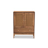 Baxton Studio Ramiel Mid-Century Modern Ash Walnut Finished Wood and Rattan 1-Drawer Sideboard WHI-MG9005-Ash-Walnut-Rattan-Sideboard