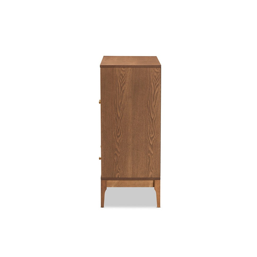 Baxton Studio Ramiel Mid-Century Modern Ash Walnut Finished Wood and Rattan 1-Drawer Sideboard WHI-MG9005-Ash-Walnut-Rattan-Sideboard