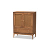 Baxton Studio Ramiel Mid-Century Modern Ash Walnut Finished Wood and Rattan 1-Drawer Sideboard WHI-MG9005-Ash-Walnut-Rattan-Sideboard