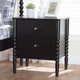 Baxton Studio Lucera Mid-Century Black 2-Drawer Bobbin Nightstand WHI-MG9011-Black-2DW-NS