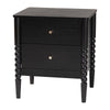 Baxton Studio Lucera Mid-Century Black 2-Drawer Bobbin Nightstand WHI-MG9011-Black-2DW-NS