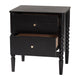 Baxton Studio Lucera Mid-Century Black 2-Drawer Bobbin Nightstand WHI-MG9011-Black-2DW-NS
