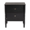 Baxton Studio Lucera Mid-Century Black 2-Drawer Bobbin Nightstand WHI-MG9011-Black-2DW-NS