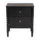 Baxton Studio Lucera Mid-Century Black 2-Drawer Bobbin Nightstand WHI-MG9011-Black-2DW-NS