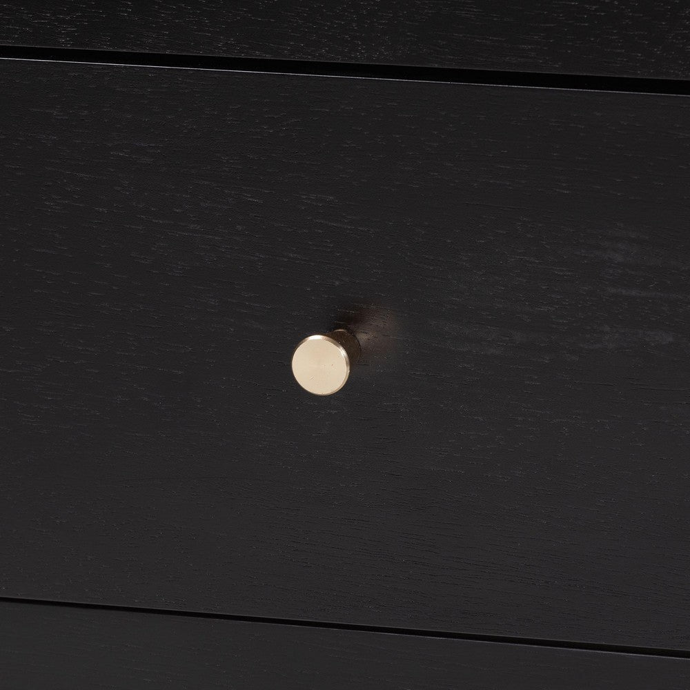 Baxton Studio Lucera Mid-Century Black 2-Drawer Bobbin Nightstand WHI-MG9011-Black-2DW-NS