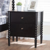 Baxton Studio Lucera Mid-Century Black 2-Drawer Bobbin Nightstand WHI-MG9011-Black-2DW-NS