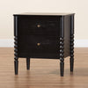 Baxton Studio Lucera Mid-Century Black 2-Drawer Bobbin Nightstand