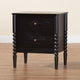 Baxton Studio Lucera Mid-Century Black 2-Drawer Bobbin Nightstand