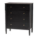 Baxton Studio Lucera Mid-Century Black Bobbin Wood 4-Drawer Chest WHI-MG9011-Black-4DW-Chest
