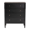 Baxton Studio Lucera Mid-Century Black Bobbin Wood 4-Drawer Chest WHI-MG9011-Black-4DW-Chest