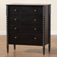 Baxton Studio Lucera Mid-Century Black Bobbin Wood 4-Drawer Chest