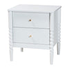 Baxton Studio Lucera Mid-Century White 2-Drawer Bobbin Nightstand WHI-MG9011-White-2DW-NS