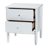 Baxton Studio Lucera Mid-Century White 2-Drawer Bobbin Nightstand WHI-MG9011-White-2DW-NS