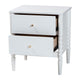 Baxton Studio Lucera Mid-Century White 2-Drawer Bobbin Nightstand WHI-MG9011-White-2DW-NS