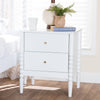 Baxton Studio Lucera Mid-Century White 2-Drawer Bobbin Nightstand WHI-MG9011-White-2DW-NS