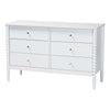 Baxton Studio Lucera Mid-Century White Bobbin Wood 6-Drawer Dresser WHI-MG9011-White-6DW-Dresser