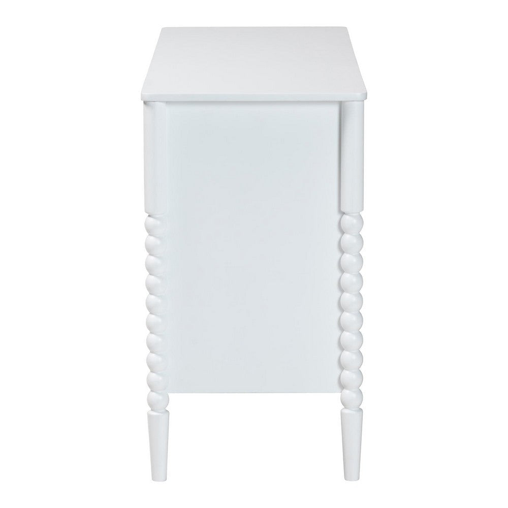 Baxton Studio Lucera Mid-Century White Bobbin Wood 6-Drawer Dresser WHI-MG9011-White-6DW-Dresser