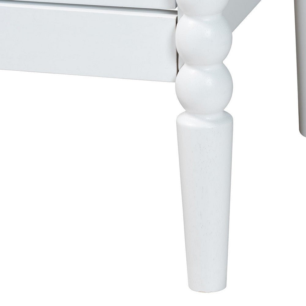 Baxton Studio Lucera Mid-Century White Bobbin Wood 6-Drawer Dresser WHI-MG9011-White-6DW-Dresser