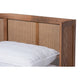 Baxton Studio Rina Mid-Century Modern Ash Wanut Finished Wood and Synthetic Rattan Full Size Platform Bed with Wrap-Around Headboard