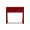 Baxton Studio Pomme Classic and Antique Red Finished Wood Bronze Finished Accents 6-Drawer Console Table WHI-MIN18-Red-ST