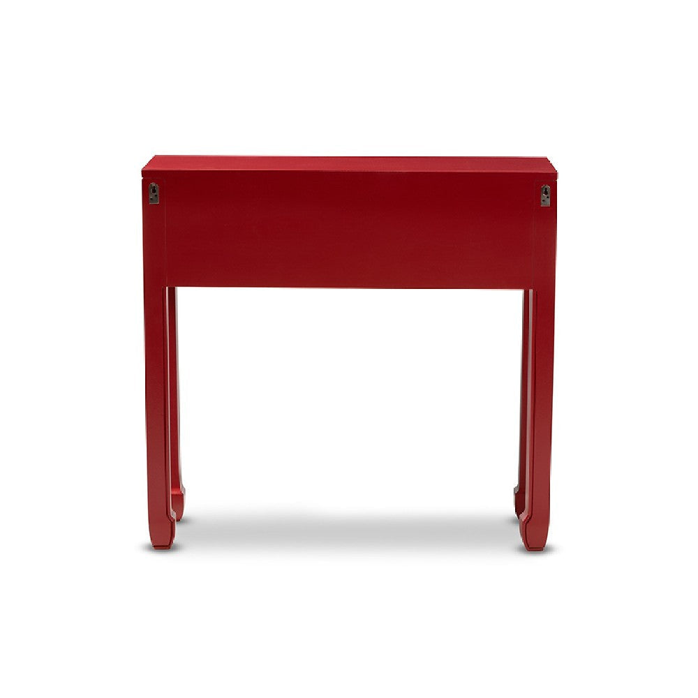 Baxton Studio Pomme Classic and Antique Red Finished Wood Bronze Finished Accents 6-Drawer Console Table WHI-MIN18-Red-ST