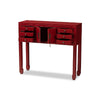 Baxton Studio Melodie Classic and Antique Red Finished Wood Bronze Finished Accents 6-Drawer Console Table WHI-MIN22-Red-ST