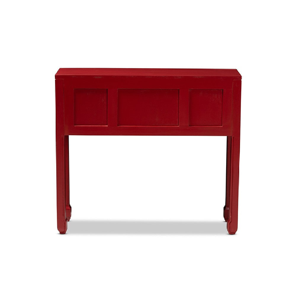 Baxton Studio Melodie Classic and Antique Red Finished Wood Bronze Finished Accents 6-Drawer Console Table WHI-MIN22-Red-ST