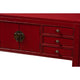 Baxton Studio Melodie Classic and Antique Red Finished Wood Bronze Finished Accents 6-Drawer Console Table WHI-MIN22-Red-ST