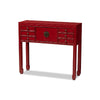 Baxton Studio Melodie Classic and Antique Red Finished Wood Bronze Finished Accents 6-Drawer Console Table WHI-MIN22-Red-ST