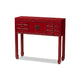 Baxton Studio Melodie Classic and Antique Red Finished Wood Bronze Finished Accents 6-Drawer Console Table WHI-MIN22-Red-ST