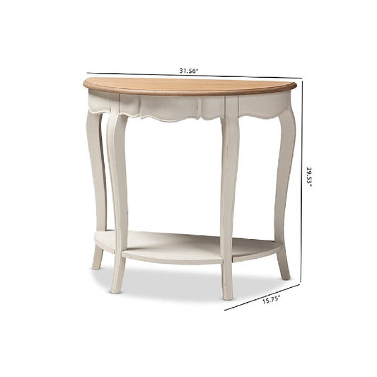 Baxton Studio Cordelia Country Cottage Farmhouse Greyish Beige and Natural Brown Finished Console Table