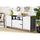 Baxton Studio Reed Mid-Century Modern Multicolor 2-Door Wood Dining Room Sideboard WHI-MPC8005-Oak-Grey-White-Sideboard